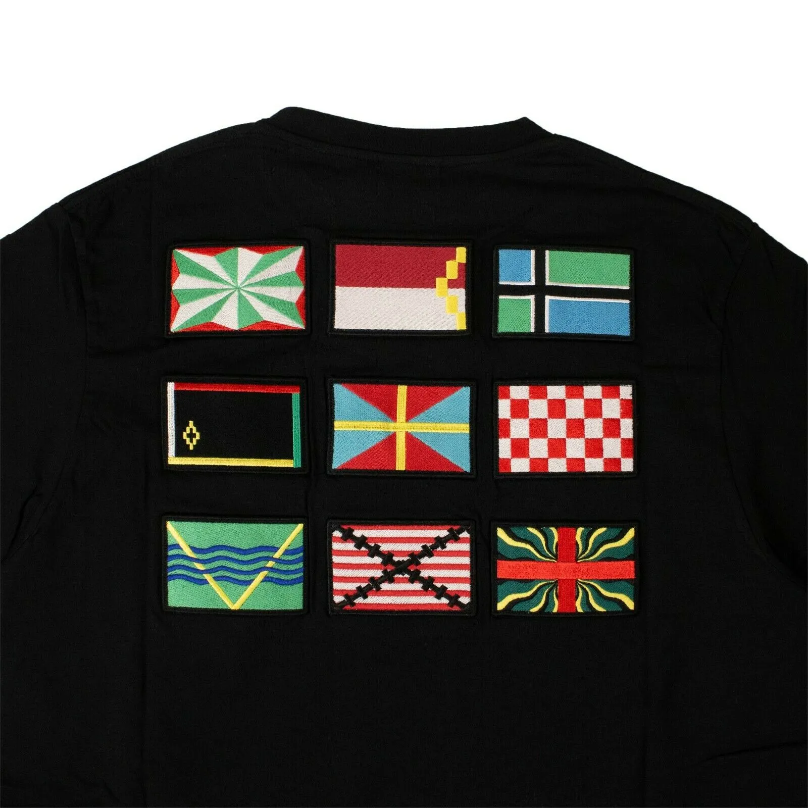 Men's Black Cotton Nine Flags Short Sleeve T-Shirt