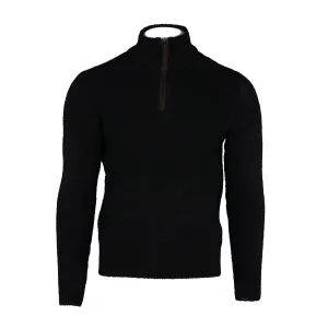 Men's Boucle Suede Trimmed Quarter Zip In Black