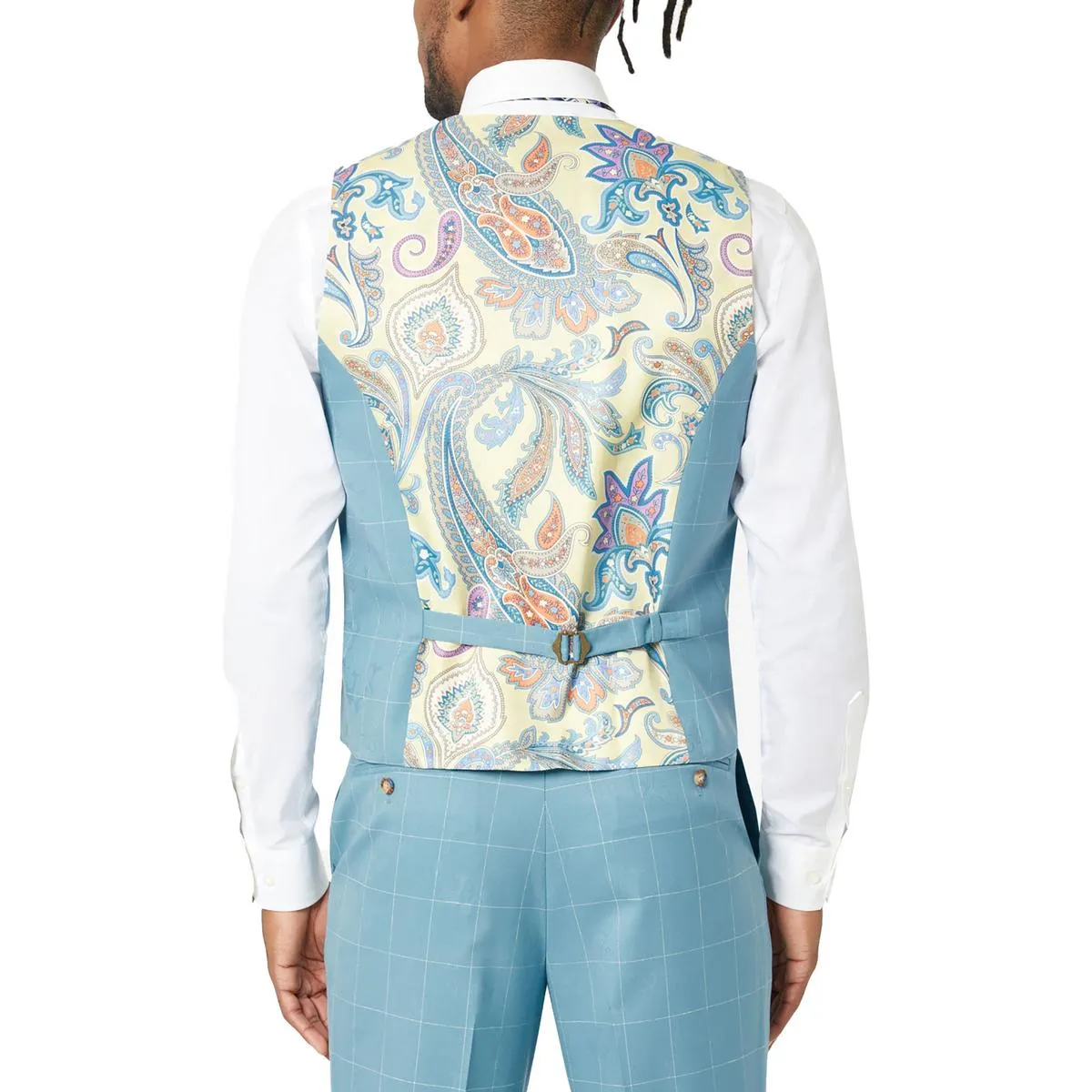 Mens Classic Fit Window Pane Suit Vest