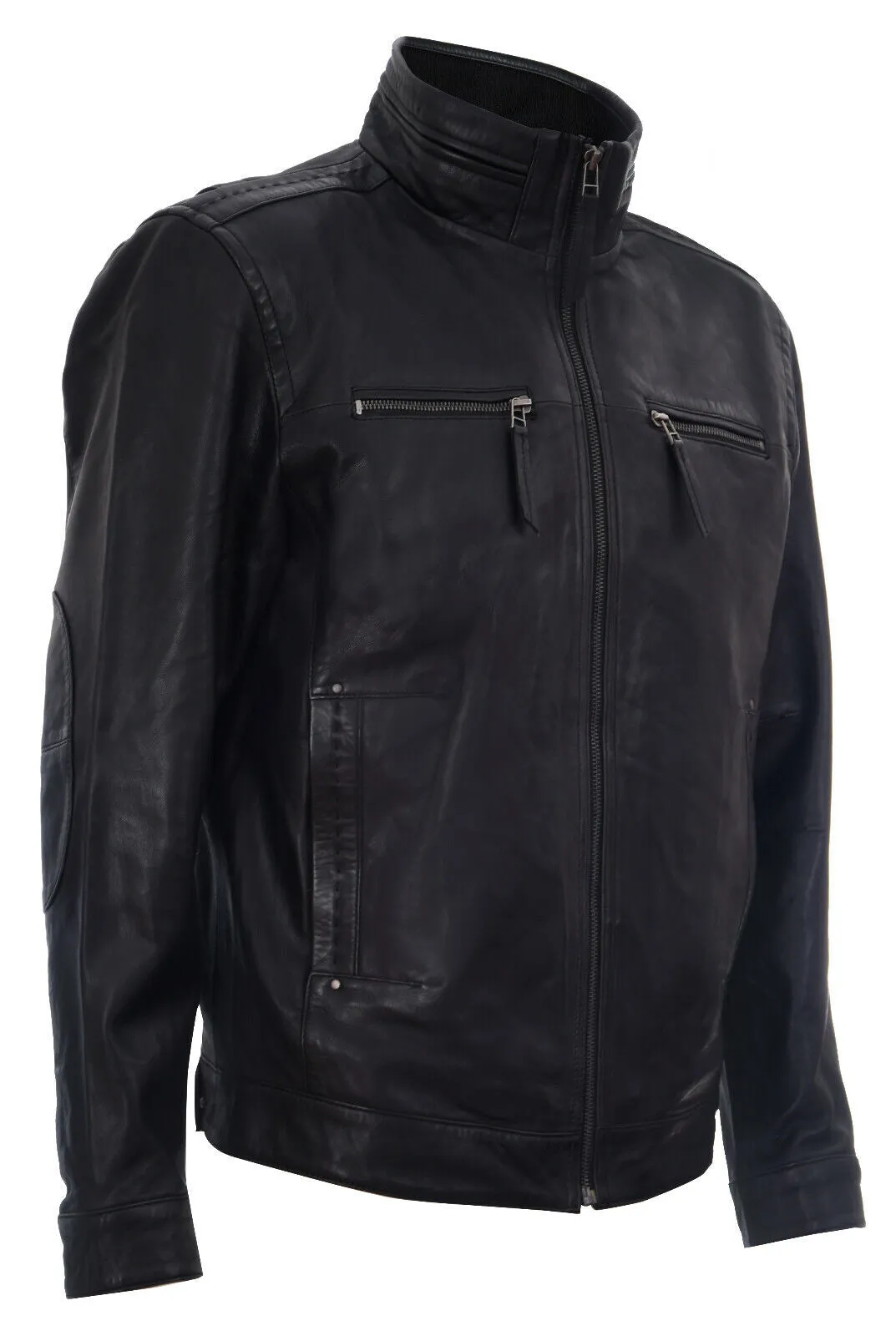 Mens Classic Leather Biker Jacket-Caracas