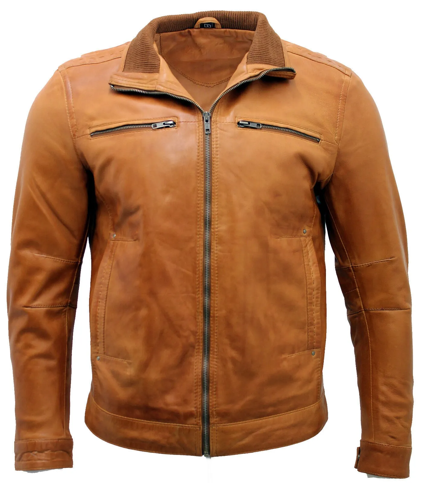 Mens Classic Leather Biker Jacket-Caracas