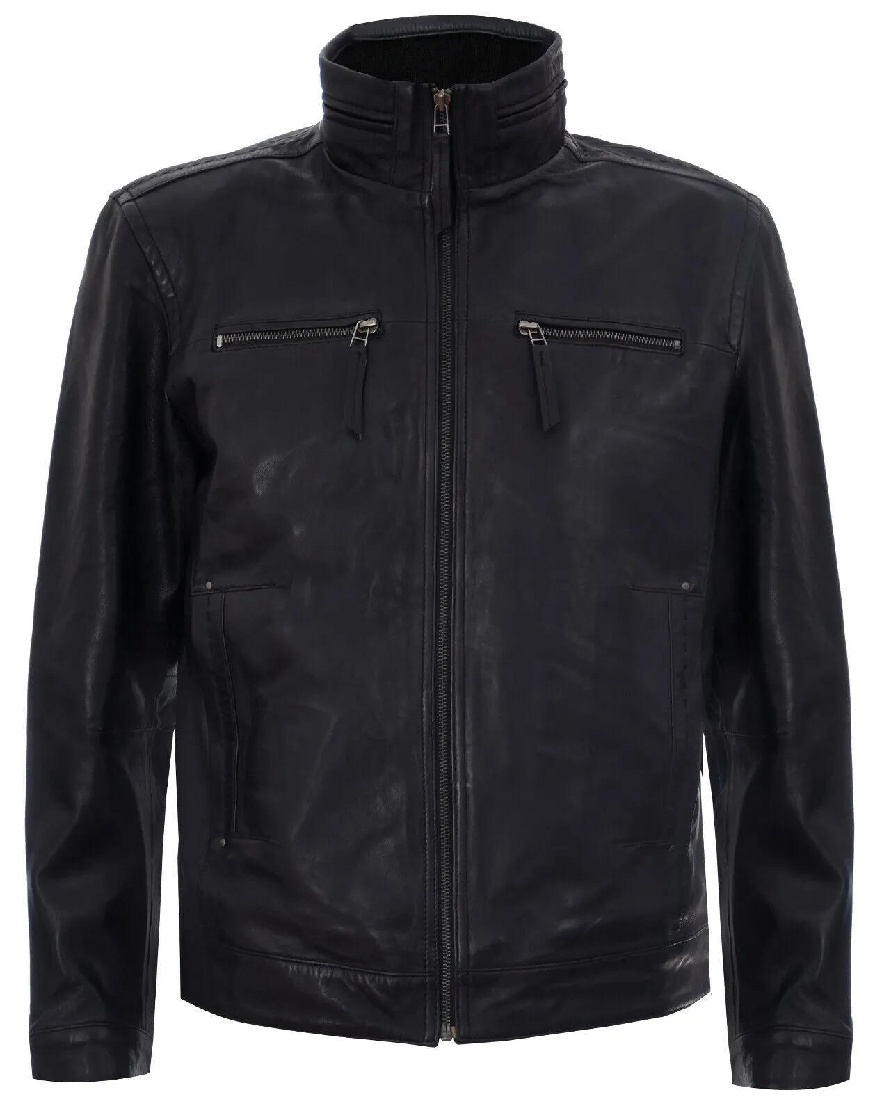 Mens Classic Leather Biker Jacket-Caracas