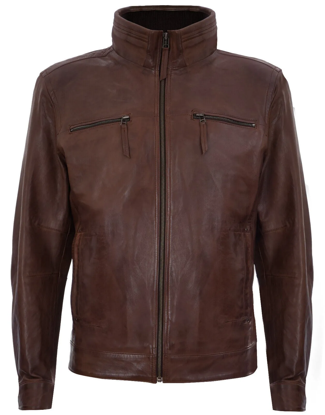 Mens Classic Leather Biker Jacket-Caracas