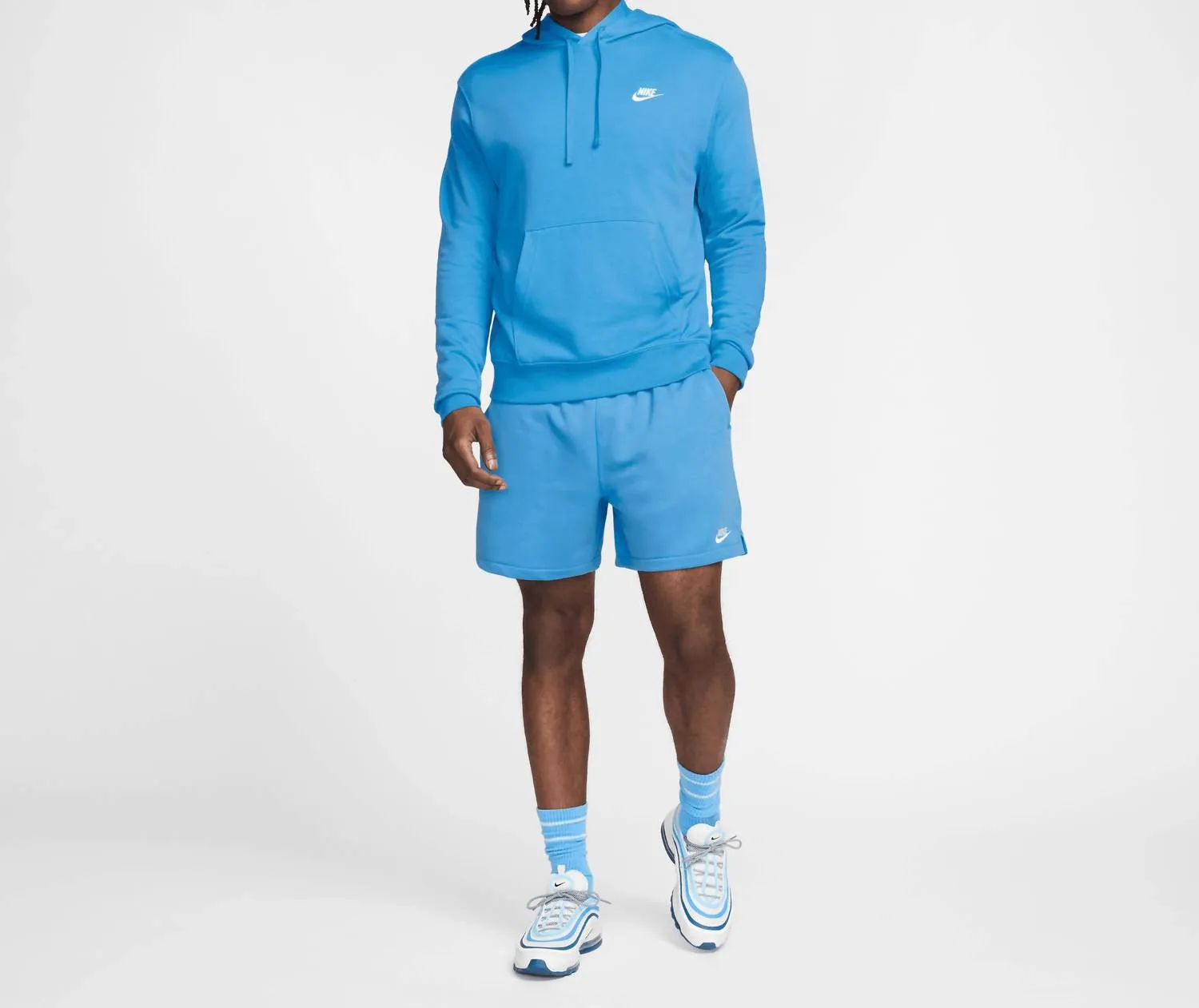 Men's Club French Terry Flow Shorts In University Blue/white