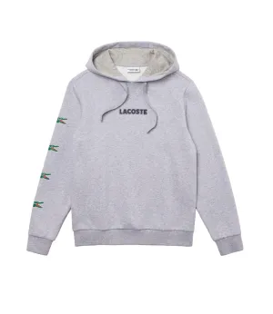 Men's Crocodile Print Hooded Cotton Sweatshirt In Grey