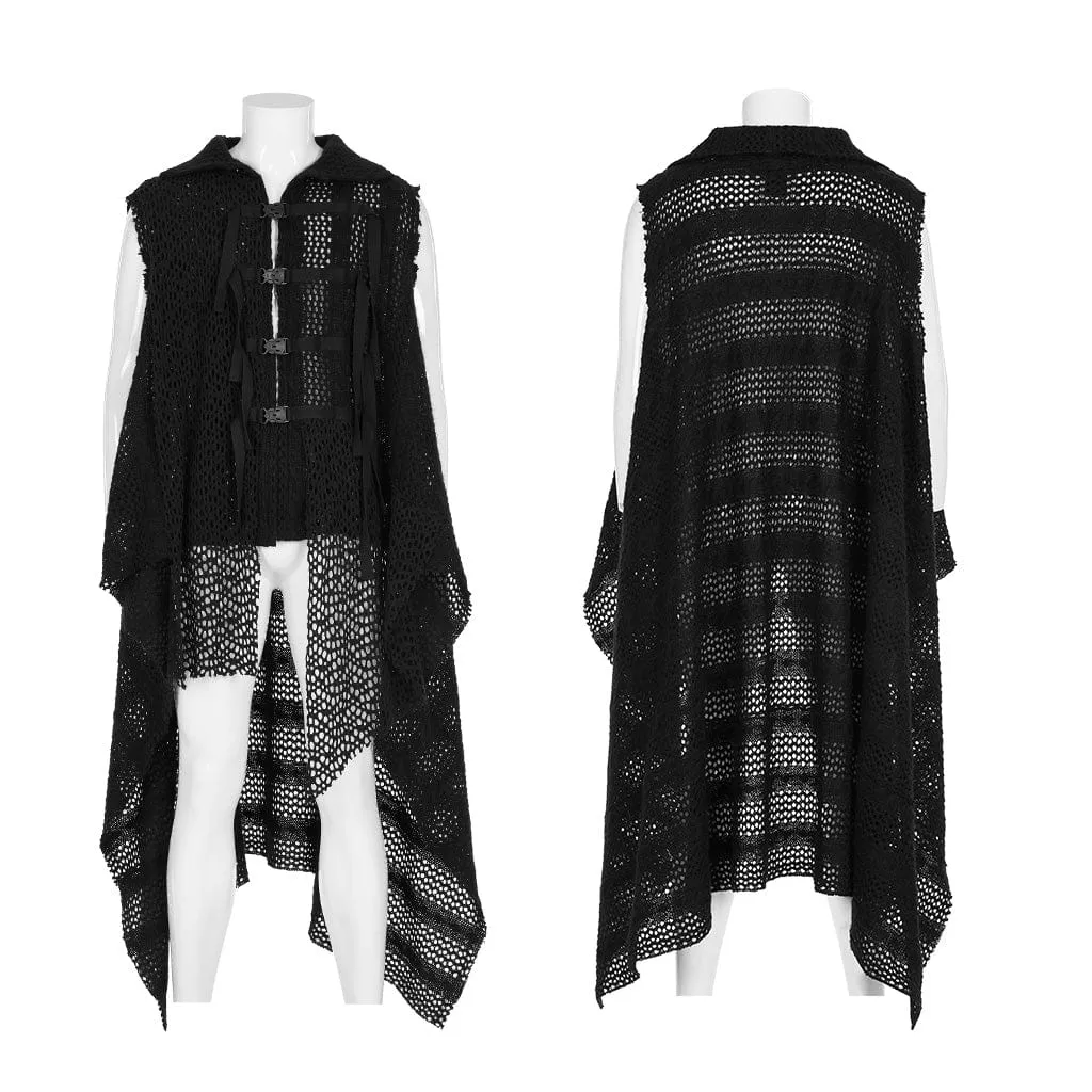 Men's Gothic Buckles Irregular Mesh Vest
