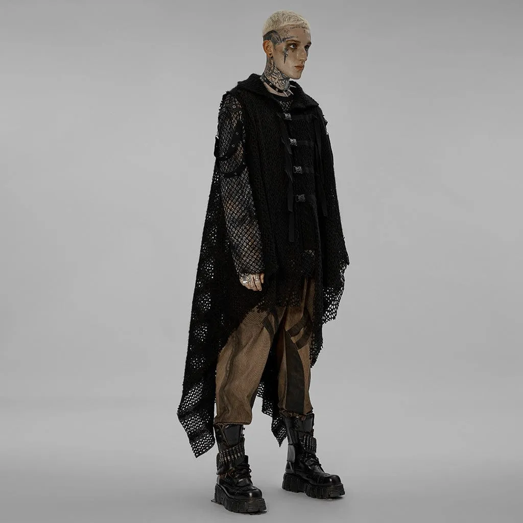 Men's Gothic Buckles Irregular Mesh Vest