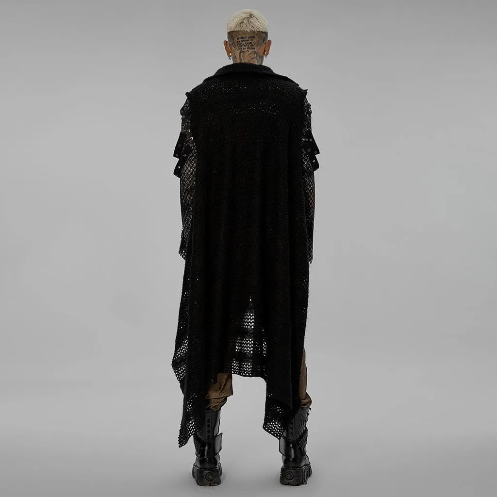 Men's Gothic Buckles Irregular Mesh Vest