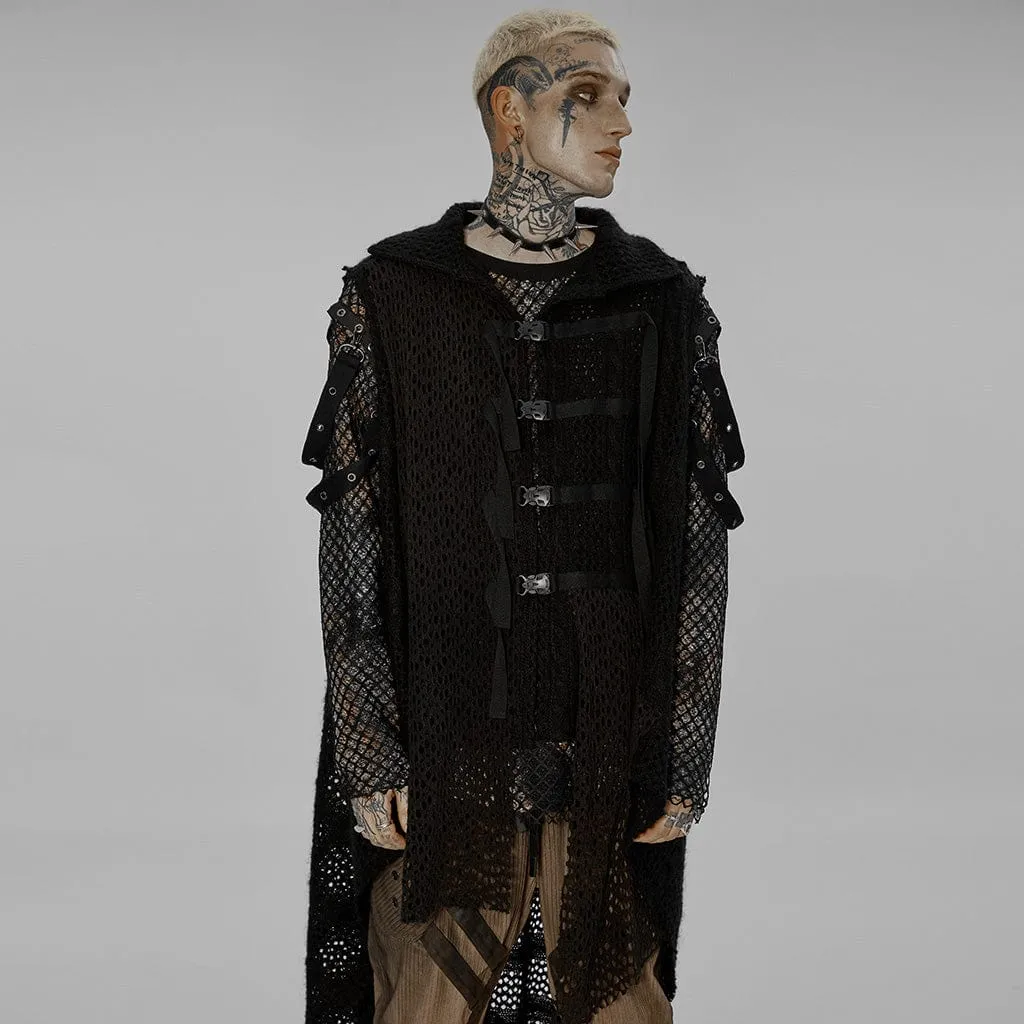 Men's Gothic Buckles Irregular Mesh Vest