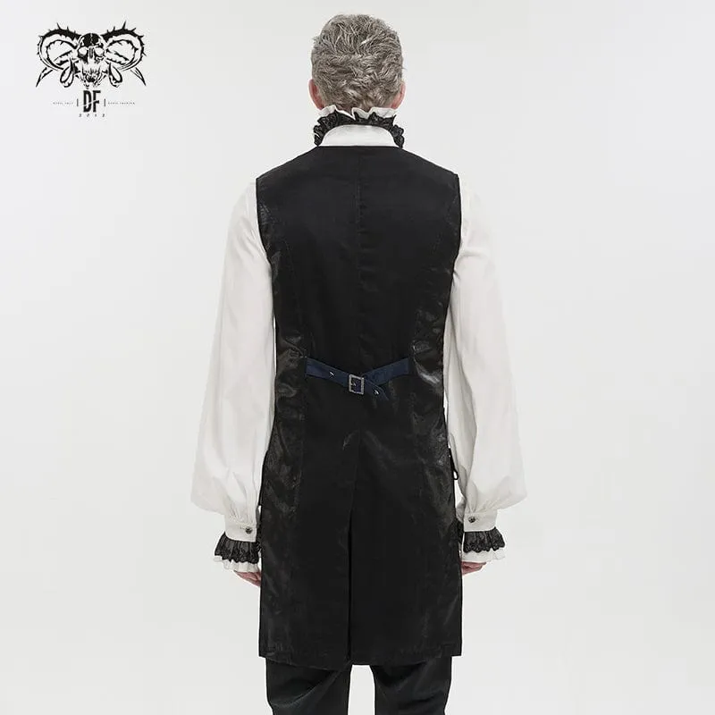 Men's Gothic Cashew Printed Swallow-tailed Waistcaot Blue