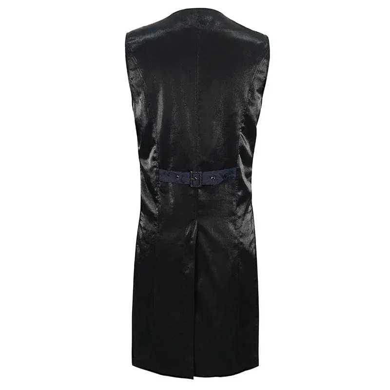 Men's Gothic Cashew Printed Swallow-tailed Waistcaot Blue