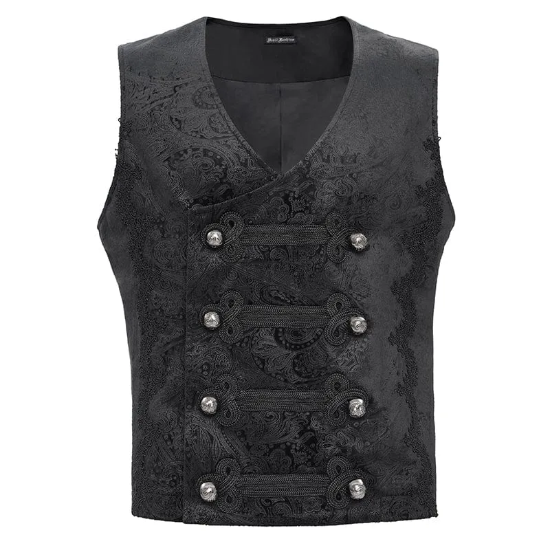 Men's Gothic Floral Studs Buckle-up Vest