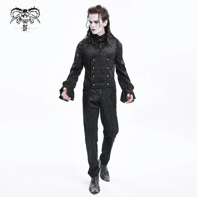 Men's Gothic Floral Studs Buckle-up Vest