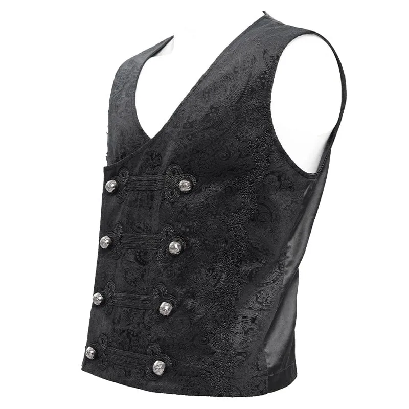 Men's Gothic Floral Studs Buckle-up Vest