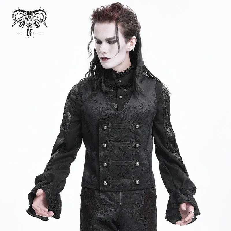 Men's Gothic Floral Studs Buckle-up Vest