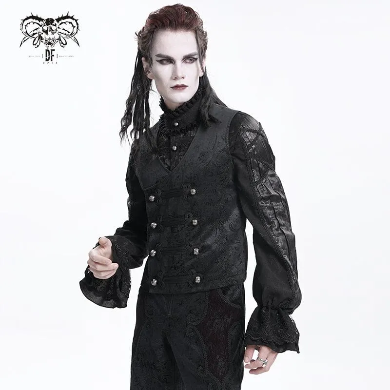 Men's Gothic Floral Studs Buckle-up Vest