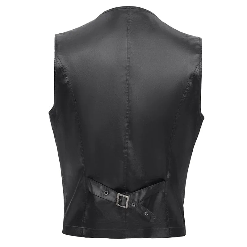 Men's Gothic Floral Studs Buckle-up Vest