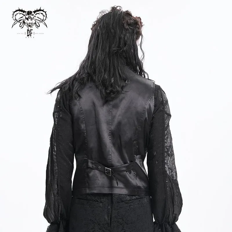 Men's Gothic Floral Studs Buckle-up Vest