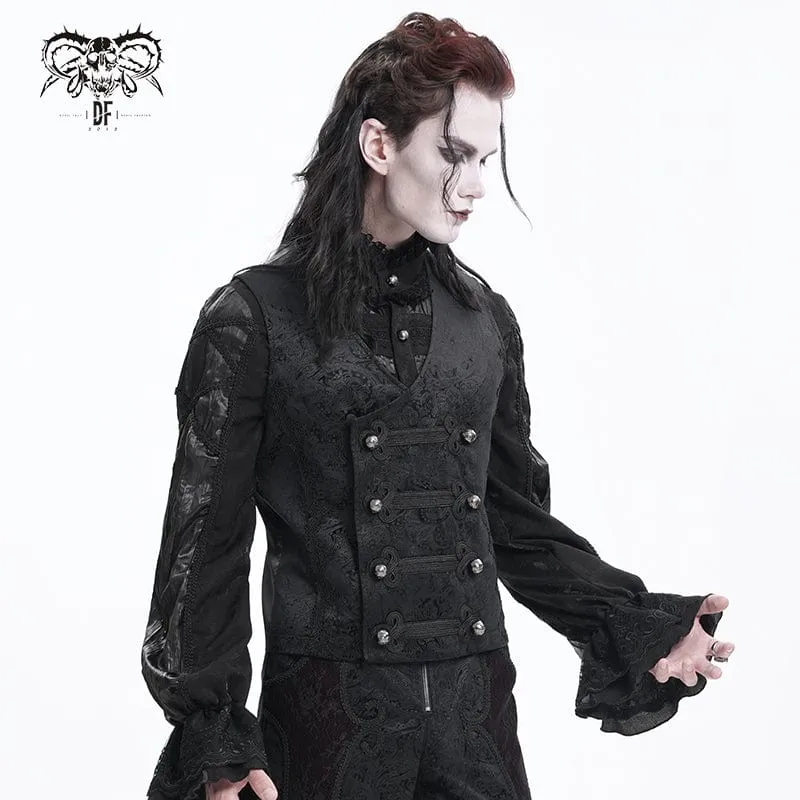 Men's Gothic Floral Studs Buckle-up Vest