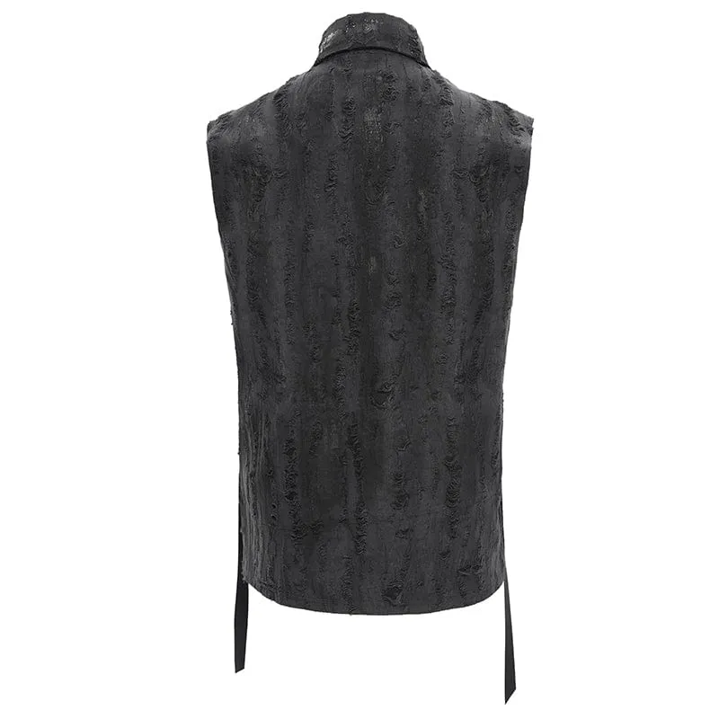 Men's Gothic Lace-up Ripped Ring Vest