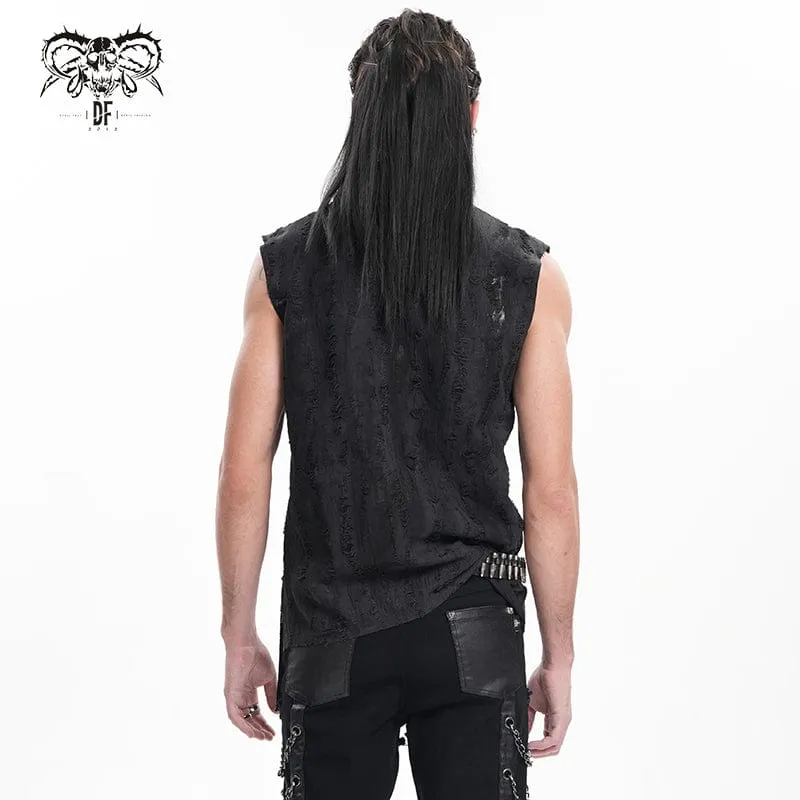 Men's Gothic Lace-up Ripped Ring Vest