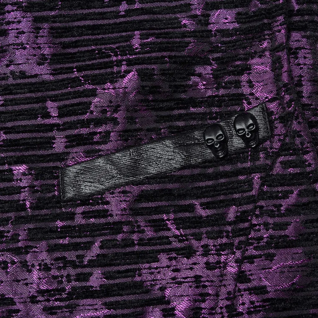 Men's Gothic Skull Buckle-up Waistcoat Violet