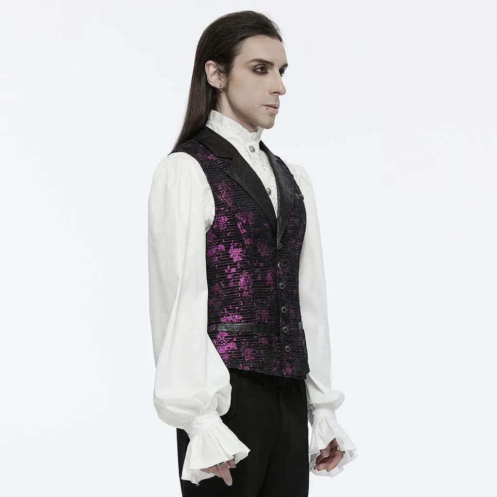 Men's Gothic Skull Buckle-up Waistcoat Violet