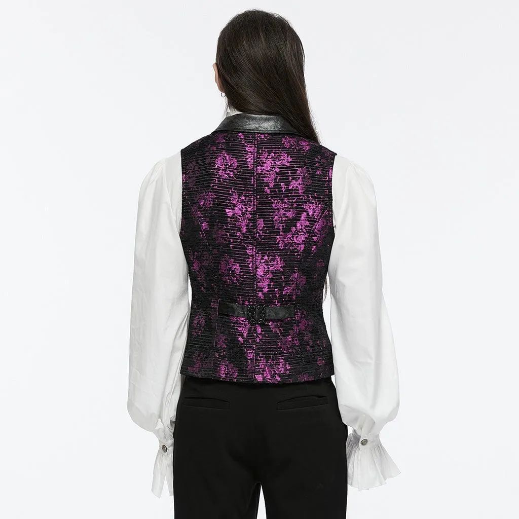 Men's Gothic Skull Buckle-up Waistcoat Violet