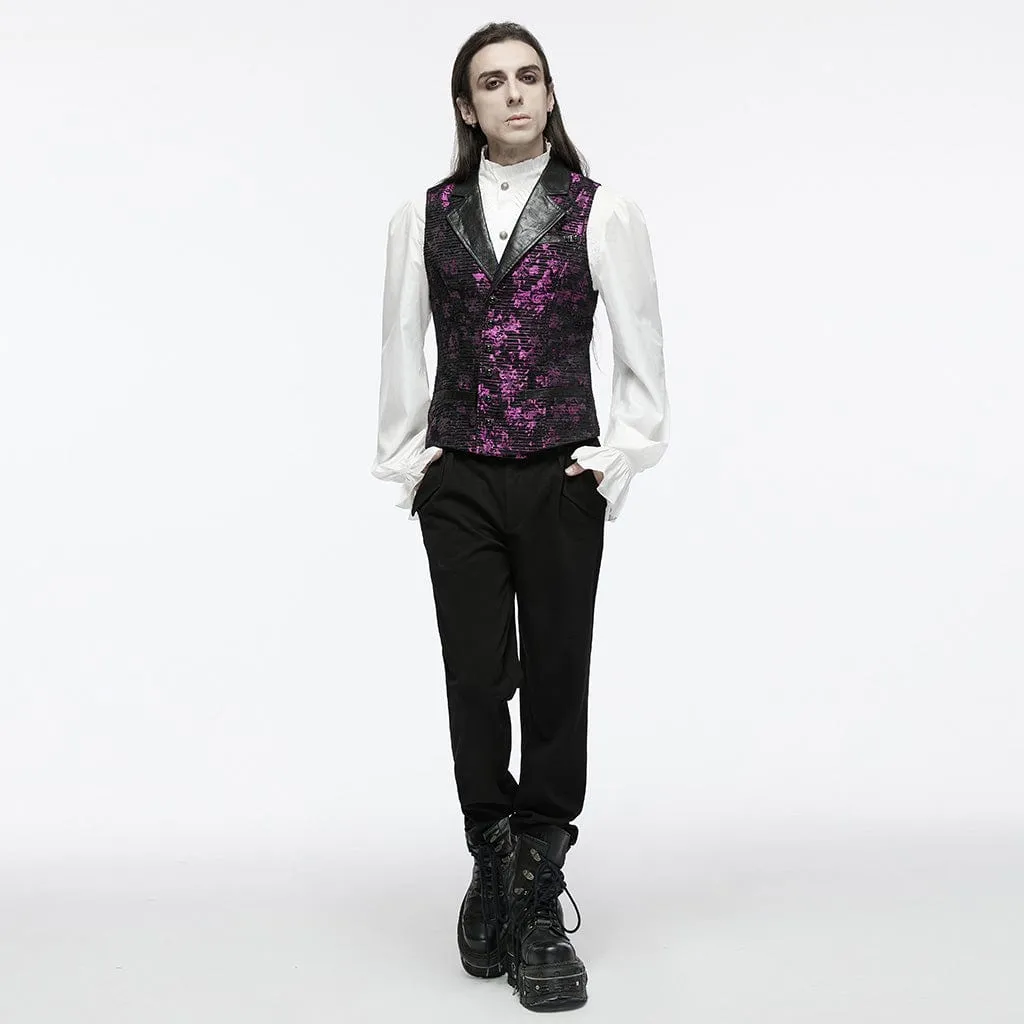 Men's Gothic Skull Buckle-up Waistcoat Violet