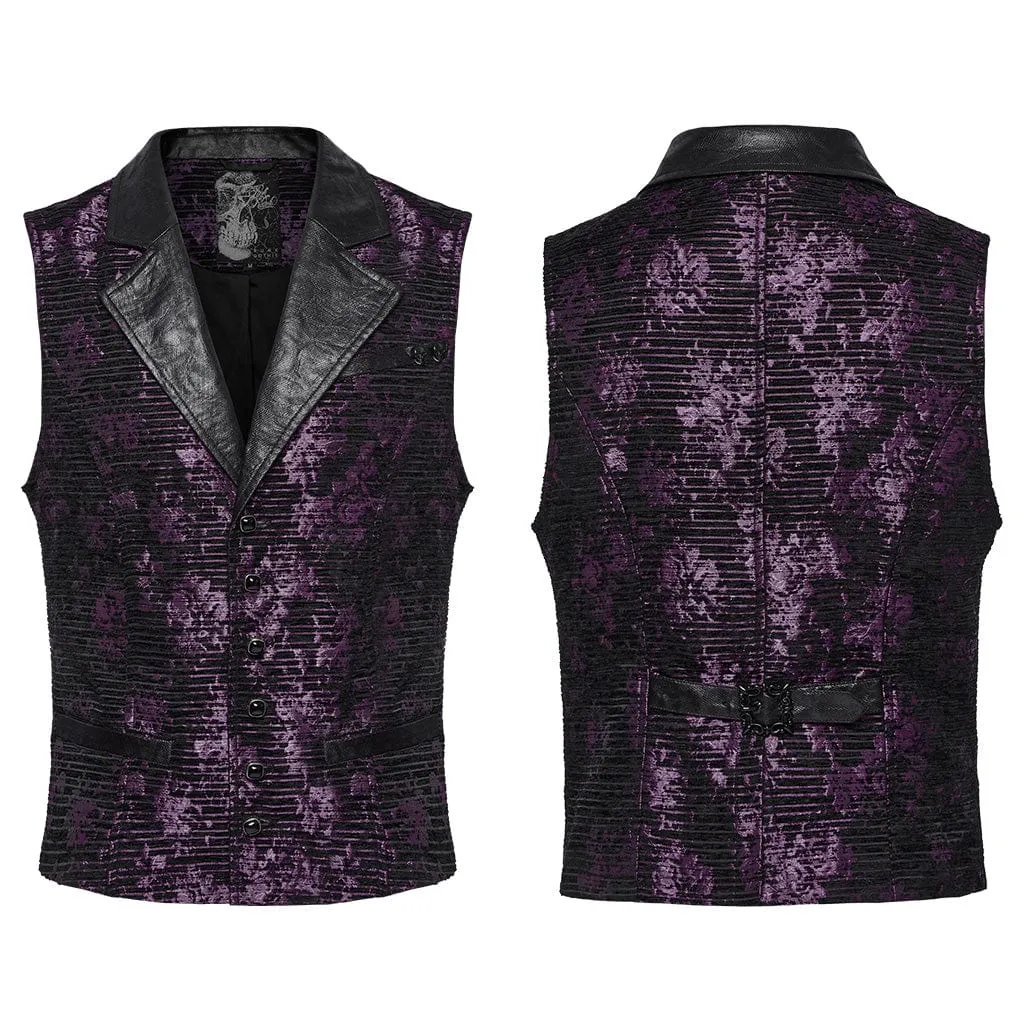 Men's Gothic Skull Buckle-up Waistcoat Violet