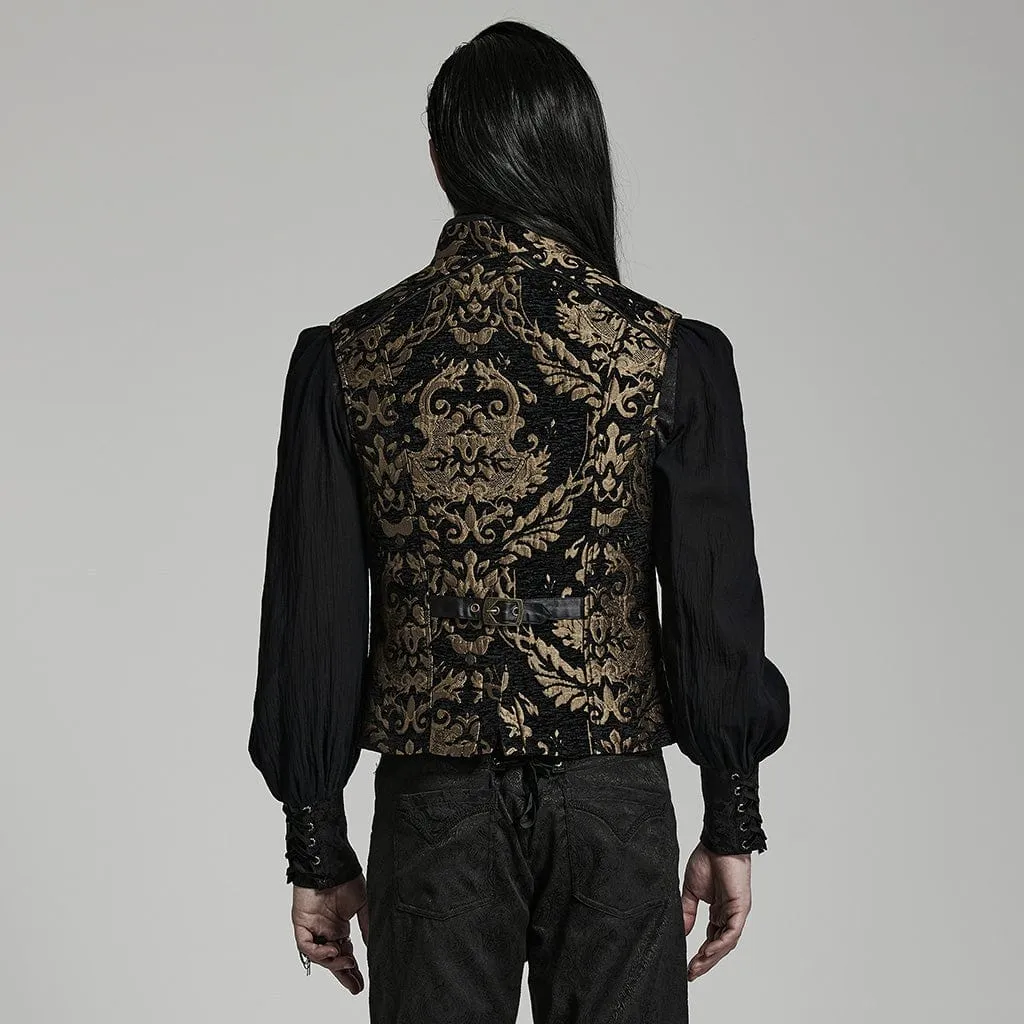Men's Gothic Stand Collar Embossed Vest