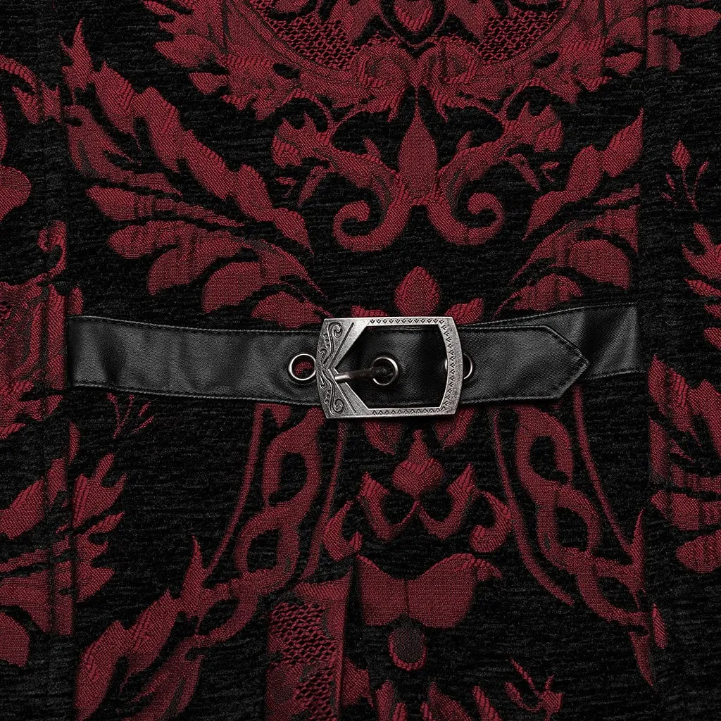 Men's Gothic Stand Collar Jacquard Splice Vest