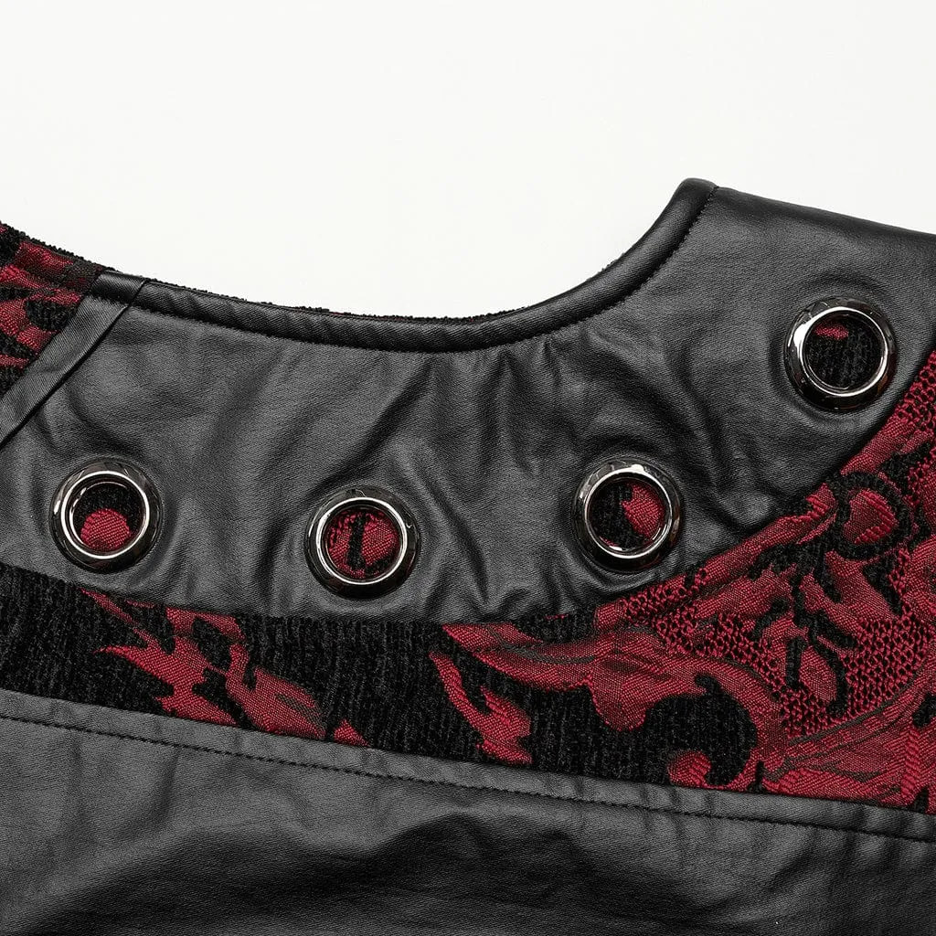 Men's Gothic Stand Collar Jacquard Splice Vest