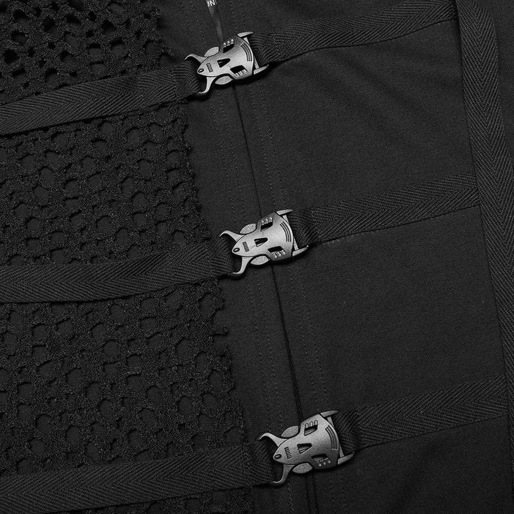 Men's Gothic Turn-down Collar Mesh Splice Irregular Vest