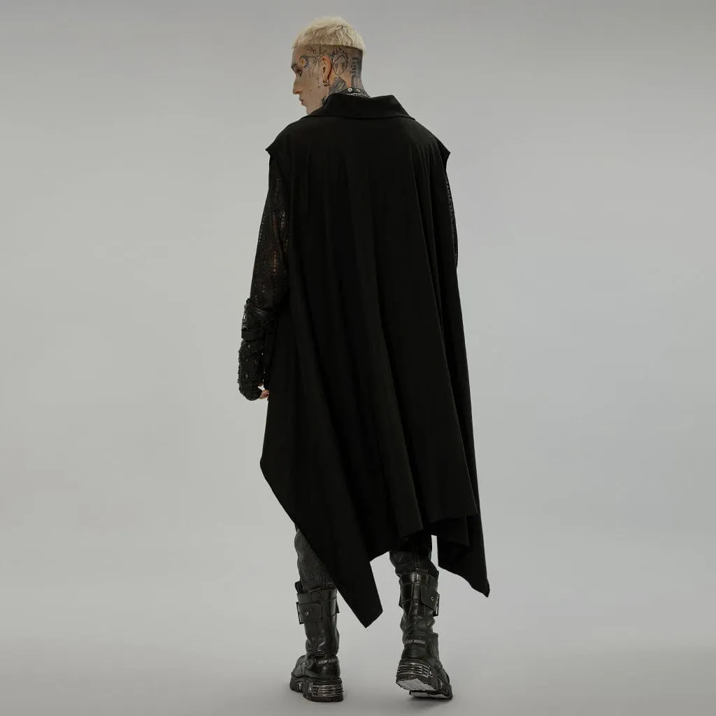 Men's Gothic Turn-down Collar Mesh Splice Irregular Vest