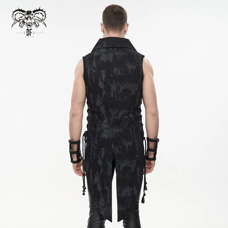 Men's Gothic Turn-down Collar Swallow-tailed Buckles Vest