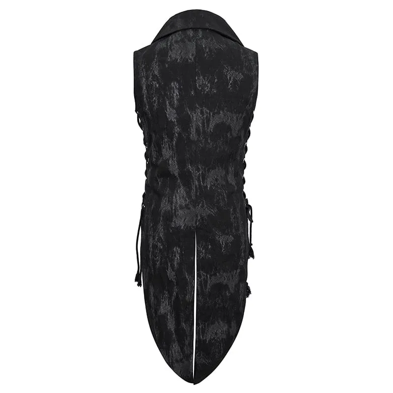Men's Gothic Turn-down Collar Swallow-tailed Buckles Vest