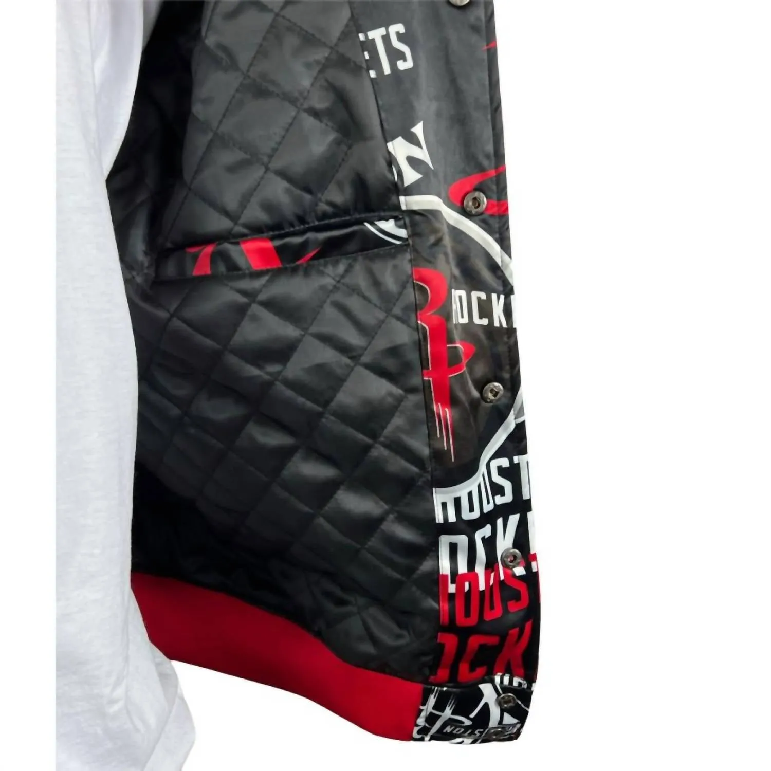 Men's Houston Rockets All Over Print Satin Jacket In Black