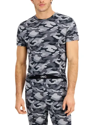 Mens Knit Camo Print Pajama Top