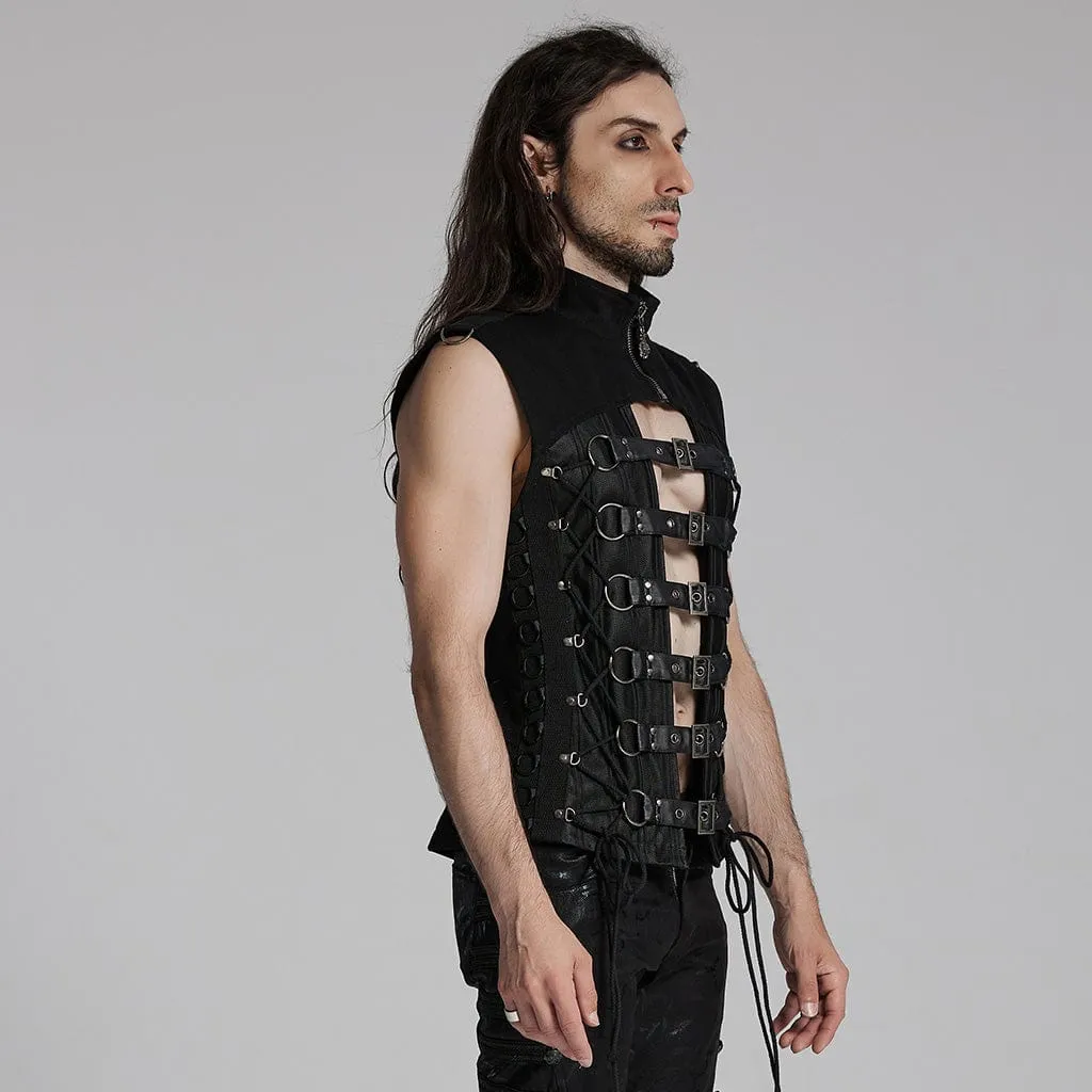 Men's Punk Buckle-up Spaghetti Strap Vest