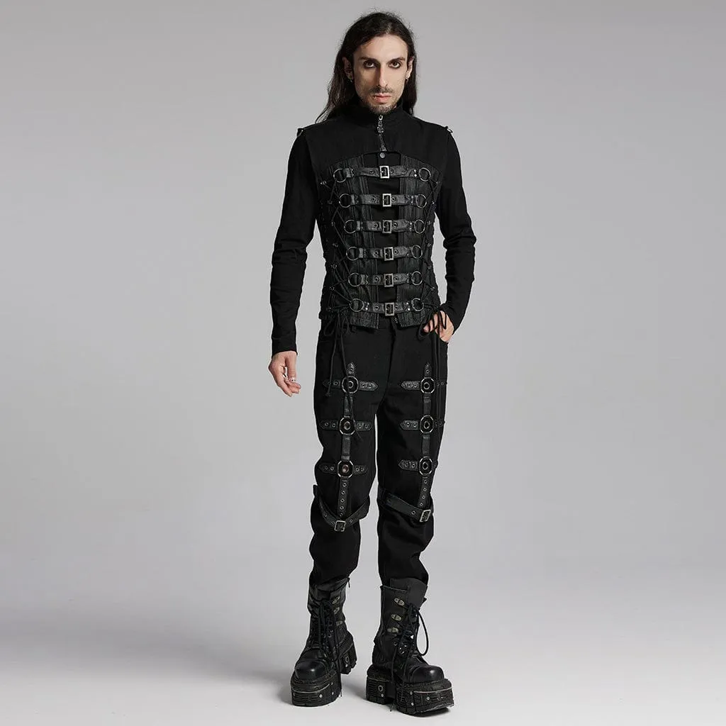 Men's Punk Buckle-up Spaghetti Strap Vest