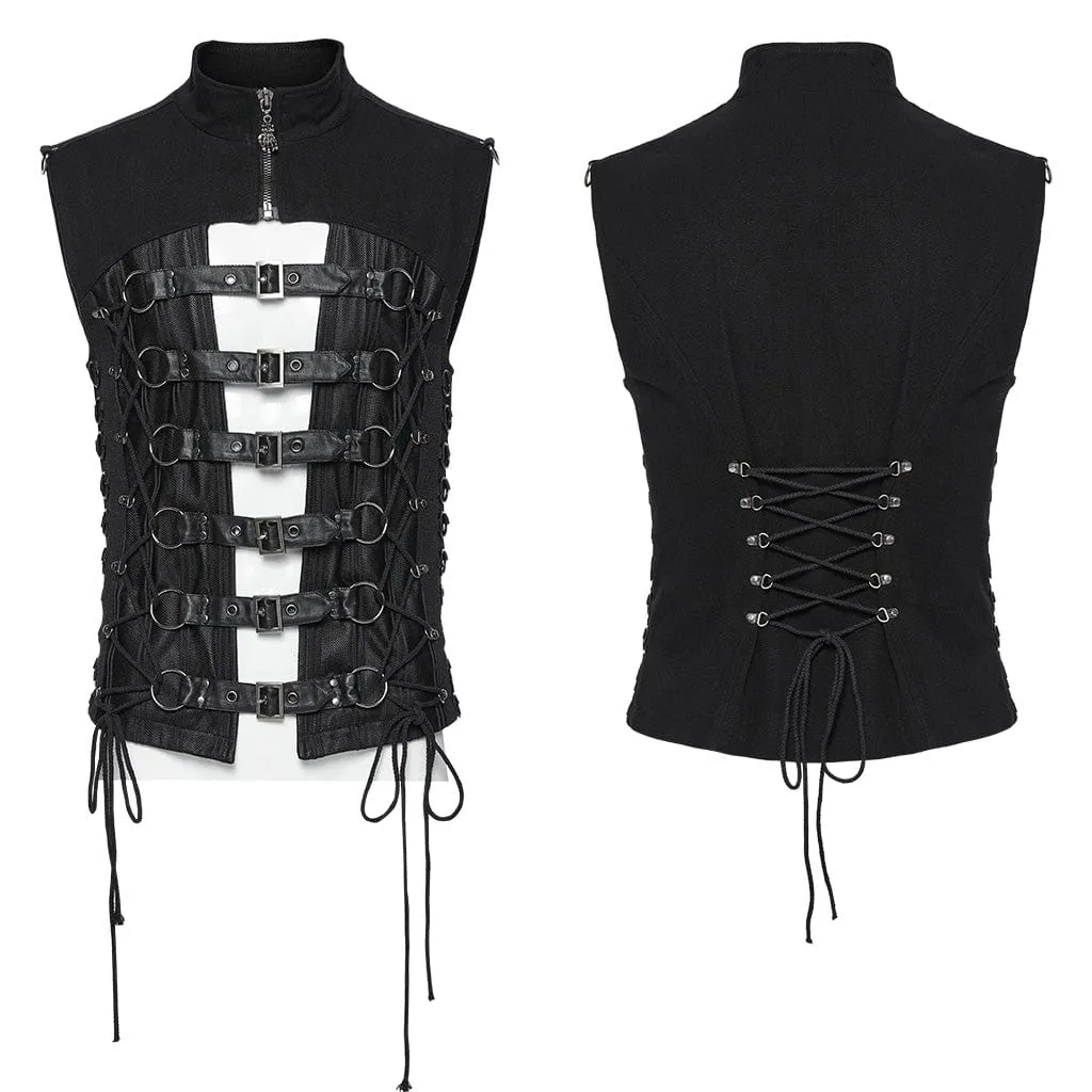 Men's Punk Buckle-up Spaghetti Strap Vest