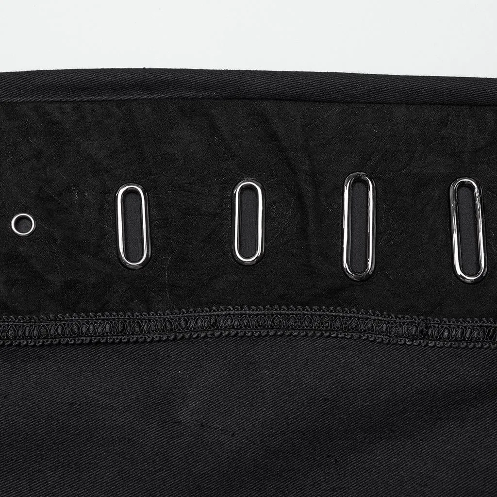 Men's Punk Eyelets Skull Button Pants