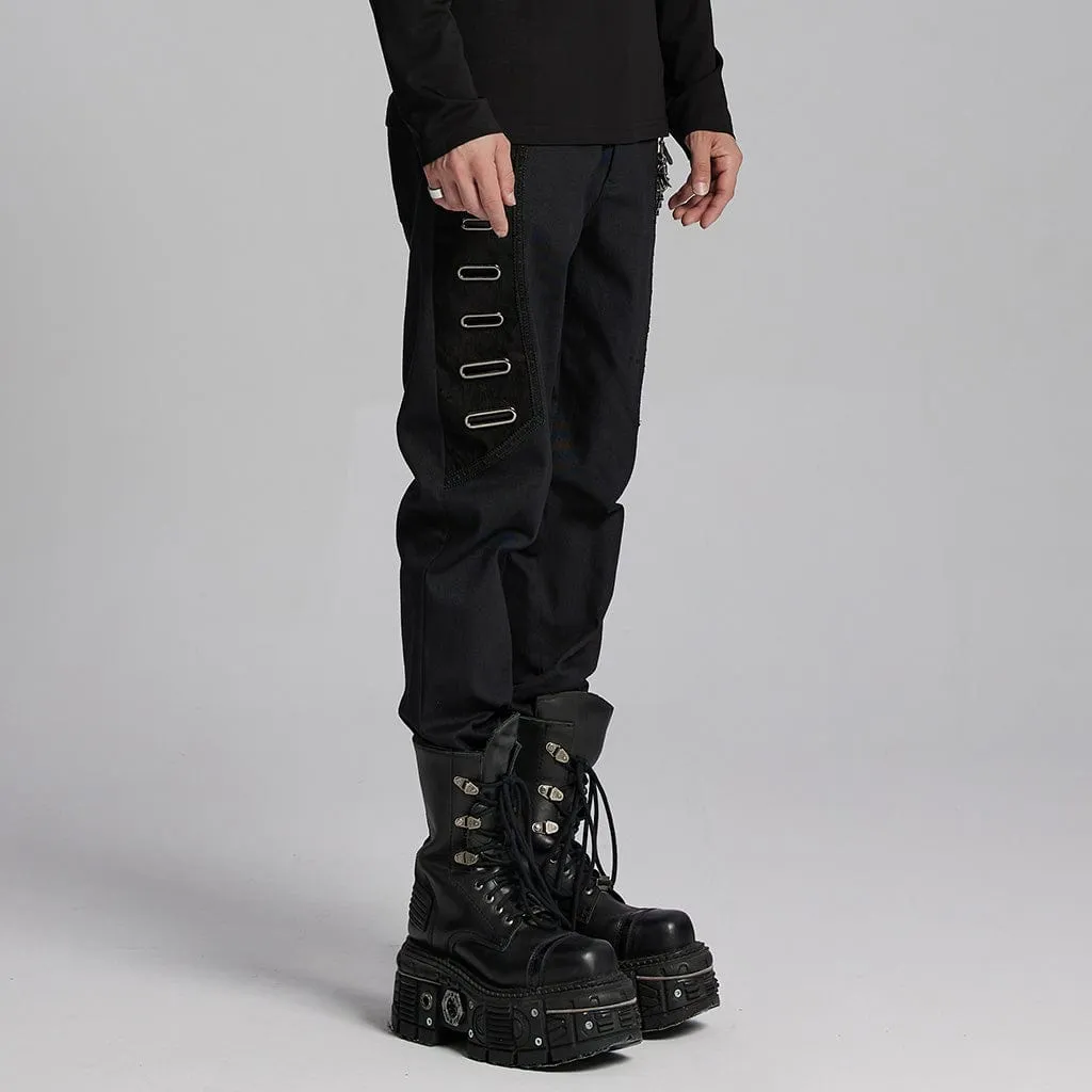 Men's Punk Eyelets Skull Button Pants