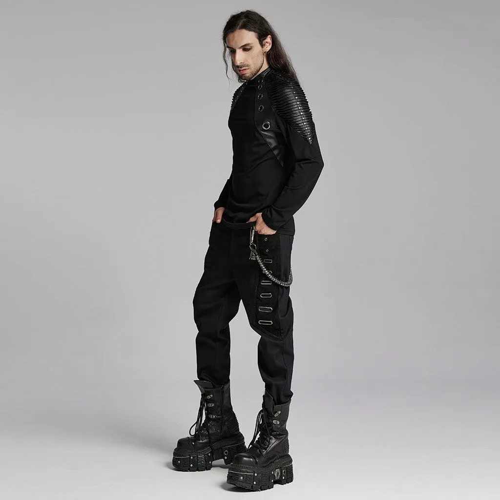 Men's Punk Eyelets Skull Button Pants