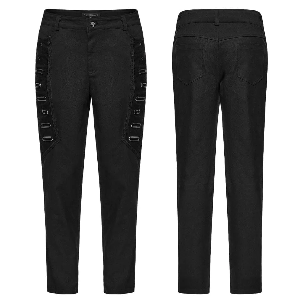 Men's Punk Eyelets Skull Button Pants