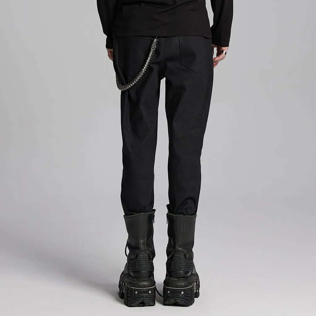 Men's Punk Eyelets Skull Button Pants