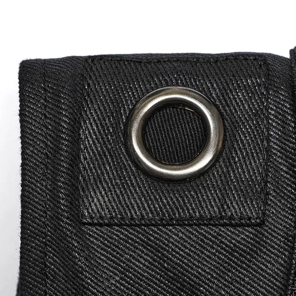 Men's Punk Stand Collar Strap Vest