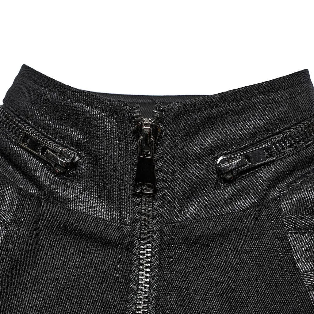 Men's Punk Stand Collar Strap Vest