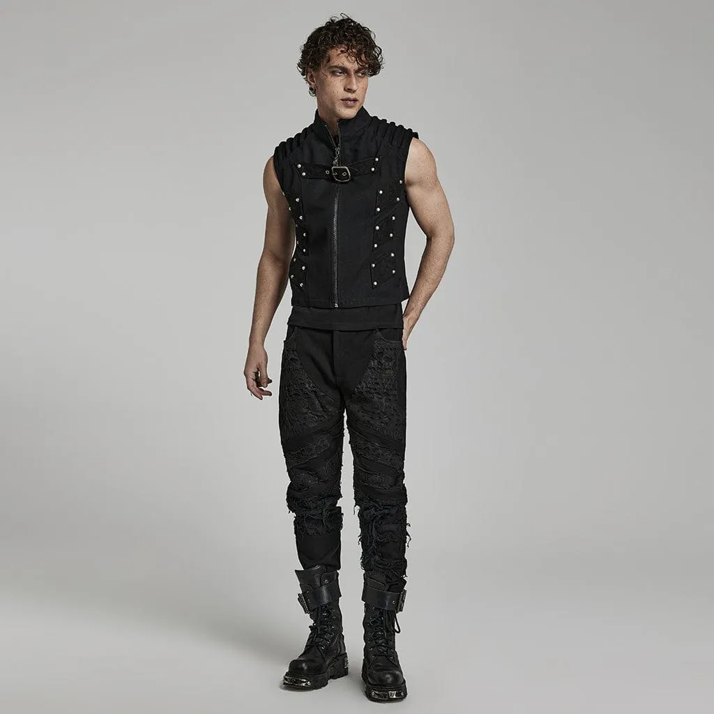 Men's Punk Stand Collar Vest